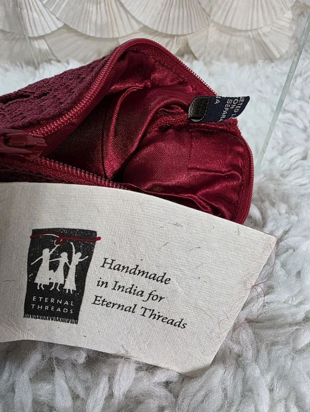 Eternal Thread Crochet Clutch/Makeup Bag in Burgundy/Red